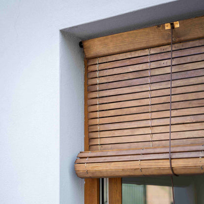 Außenrollo für Fenster aus Holz - Braun