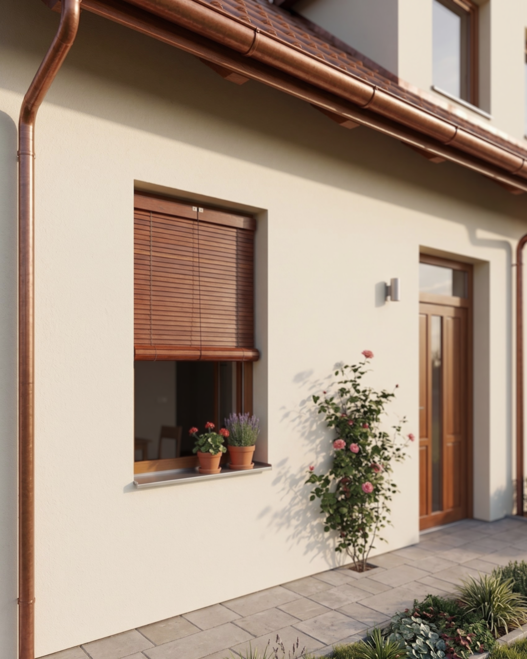 Außenrollo für Fenster aus Holz - Kirsche