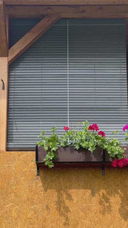 Holzrollo für Pergola - Grau